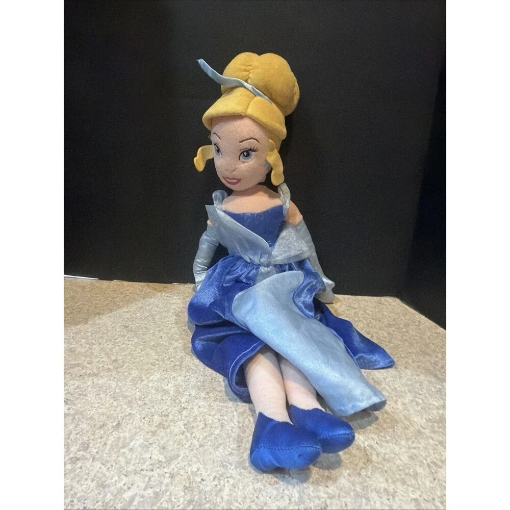 Disney Store Cinderella Plush Stuffed Doll 20” Princess Blue Dress